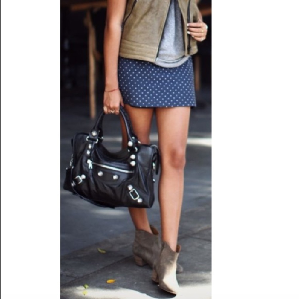 J. Crew style Navy Polka Dot Short Pencil Skirt